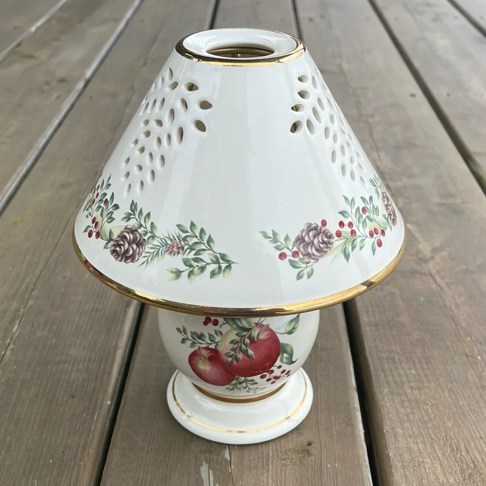 Lenox Boxwood & Pine Pattern Tea Light Lamp Candle Holder in Original Box - Picture 7 of 15